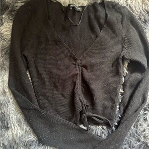 Kendall & Kylie Black V-Neck Sweater
